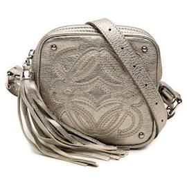 Borsa a tracolla LOEWE Mini Metallic Goatskin Anagram Tassel Argento