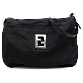 Borsa a tracolla in tela Zucca nera Fendi