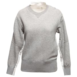 Sacai Sweatshirt Bluse Grau & Weiß Designer Größe 1