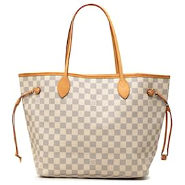 Borsa Tote Louis Vuitton Damier Azur Neverfull MM bianca
