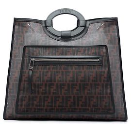 Fendi Large FF 1974 Mesh Runaway Shopper Tote Satchel Tasche braun