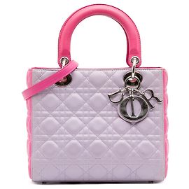 Borsa Lady Dior Medium Bicolor in agnello Cannage Viola