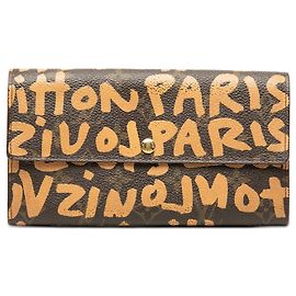 Langer Louis Vuitton Stephen Sprouse Monogram Graffiti Kreditkarten-Geldbeutel Braun