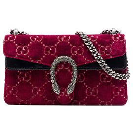 Borsa a tracolla Gucci Medium GG Velvet Dionysus rossa