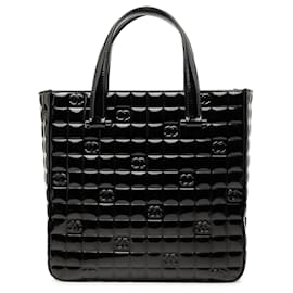Tote Chanel CC Chocolate Bar in vernice nero