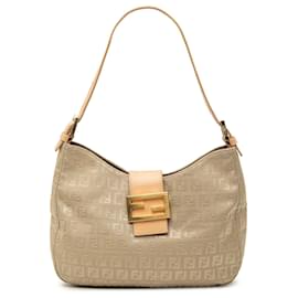 Fendi Zucchino Canvas Schultertasche beige