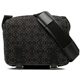 Borsa a tracolla militare in tela Anagram LOEWE nera XS