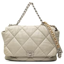Borsa Chanel Maxi Lambskin 19 Flap Grigia