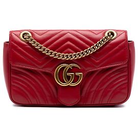 Borsa a tracolla Gucci Medium GG Marmont Matelasse in pelle di vitello rossa