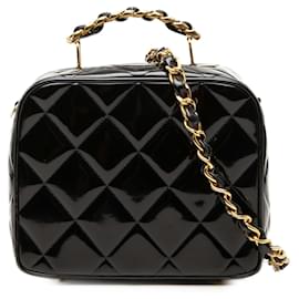 Chanel gesteppte Patent-Vanity-Tasche in Schwarz