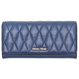 Navy Miu Miu gestepptes Leder Continental Portemonnaie