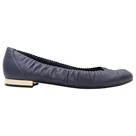 Chanel Ballerinas aus Leder in Navy Größe 40.5