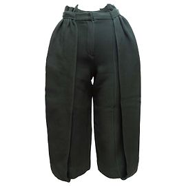 Pantalones balloon de mezcla de lana y seda verde oscuro Fendi Talla IT 38
