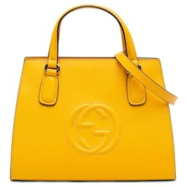 Borsa Tote Satchel Convertible Soho in Pelle di Vitello Medium Gialla Gucci
