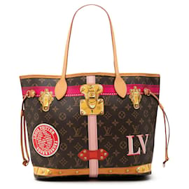 Borsa Tote Louis Vuitton Monogram Summer Trunks Neverfull MM marrone