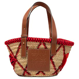 LOEWE Small Raffia Basket Tote in Beige mit Tierstickerei