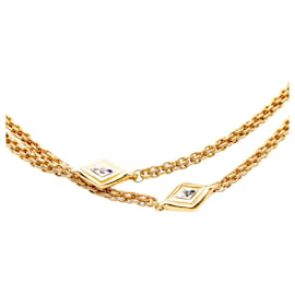 Collana lunga station Chanel placcata oro con strass di diamante