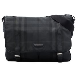 Borsa a tracolla in nylon Burberry Smoke Check grigio