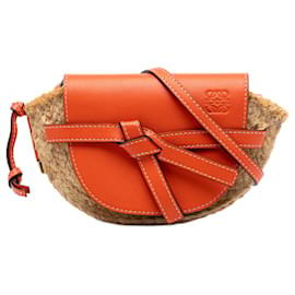 Mini borsa a tracolla Gate in rafia beige LOEWE - Loewe