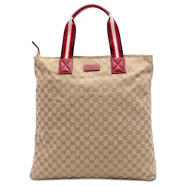 Tote verticale Gucci GG Canvas Web beige