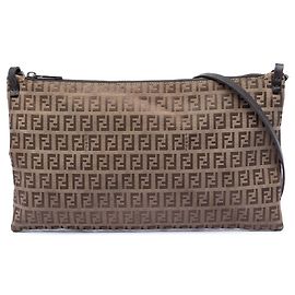 Borsa a tracolla in tela Fendi Zucchino beige
