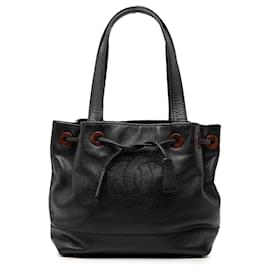 Tote Chanel CC Caviar con cordón negro