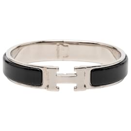 Black Hermès Narrow Enamel Clic H Bracelet PM