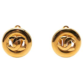 Chanel CC runde Clip-Ohrringe vergoldet