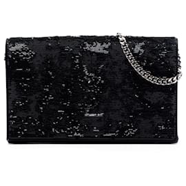 Bolso bandolera y crossbody Kate con monograma de lentejuelas negro Saint Laurent