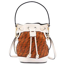 Mini borsa bucket Fendi Zucca in scamosciato arancione Mon Tresor