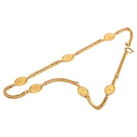 Collana a maglie con medaglione a corona placcato oro Gold Chanel CC