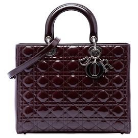 Borsa Lady Dior Large in vernice cannage rosso