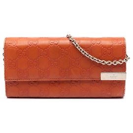 Borsa a tracolla con catena Gucci Guccissima Dice Wallet On Chain Arancione