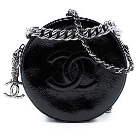 Borsa satchel Chanel Black Patent Round As Earth