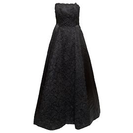 Autre Marque Vintage Schwarzes Vicky Tiel 80er Besticktes Trägerloses Abendkleid Größe IT 42