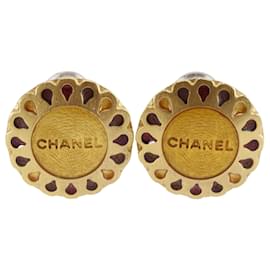 Orecchini a clip Chanel CC fiore placcati oro