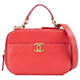 Borsa Chanel Small Quilted Caviar Top Handle Camera Bag Satchel rossa