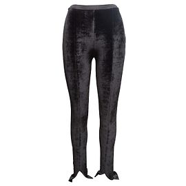 Pantaloni skinny in velluto nero Chanel Taglia FR 36