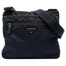 Bolso bandolera Prada Tessuto con ribete Saffiano negro