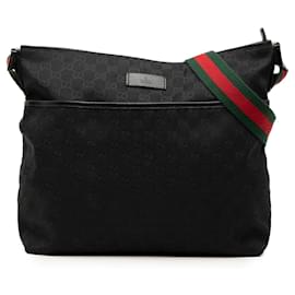Borsa a tracolla Gucci GG Canvas Web nera