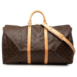 Borsa da viaggio marrone Louis Vuitton Monogram Keepall Bandouliere 50