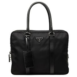 Borsa Business in Tessuto con bordi in Saffiano nero Prada