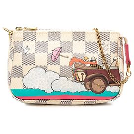 Borsa a mano bianca Louis Vuitton Damier Azur Evasion Mini Pochette Accessoires