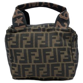 Bolso de mano mini Fendi Zucca en lona marrón