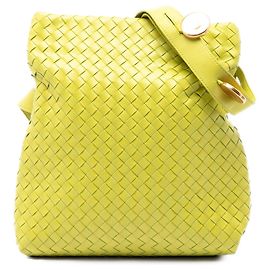 Borsa a tracolla pieghevole in nappa intrecciato giallo Bottega Veneta