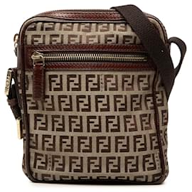 Fendi Zucchino Canvas Crossbody Bag in Beige