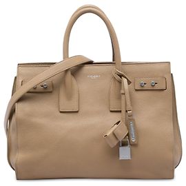 Saint Laurent Sac De Jour Satchel aus braunem feinkörnigem Kalbsleder
