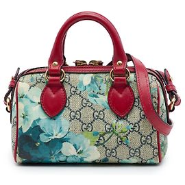Borsa Boston Gucci Mini GG Supreme Blooms blu Satchel