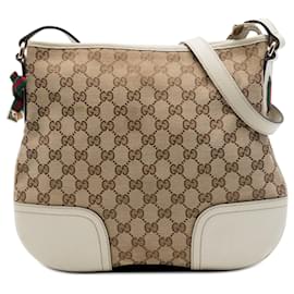 Borsa a tracolla Gucci GG Canvas Web Princy beige