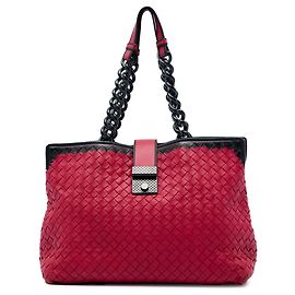 Borsa Tote Karung Glass in nappa Intrecciato rossa Bottega Veneta